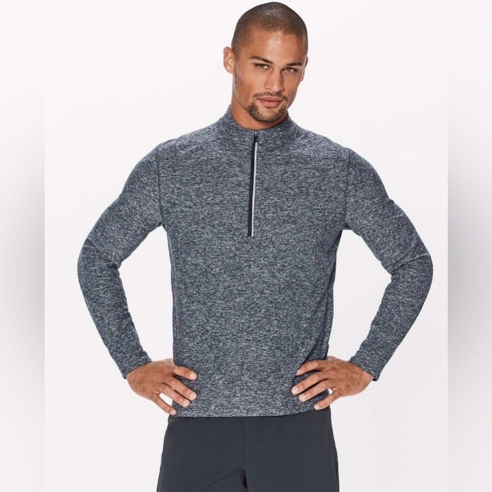 Mens Lululemon Surge Warm 1/2 Zip Size Large Charcoal Heathered Grey